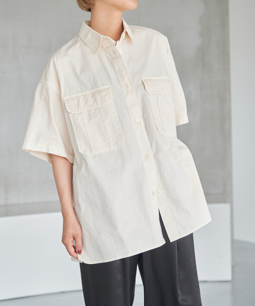 美品★Spick&Span | 23SS ミルクティベージュ リネンシャツ Spick＆Span 「Spick & Span」 半袖シャツ FREE ベージュ