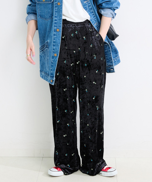 再値下げABOUT パンツ B.C STOCK パンツ 手洗い可 / ベロアパンツ レディース