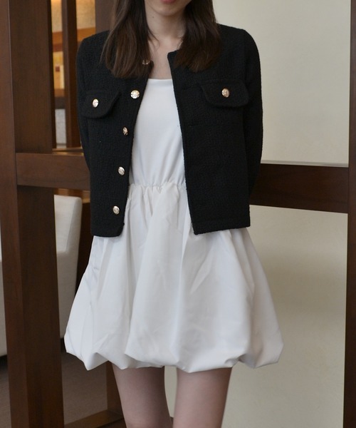 PIN」 ノーカラージャケット M ブラック レディース : ZOZOTOWN Yahoo