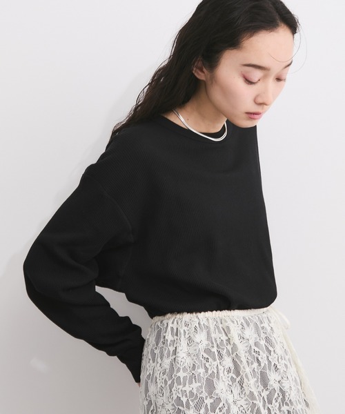 tシャツ 「Healthknit/ヘルスニット」Basic Waffle Hem Round Crewneck L/S レディース