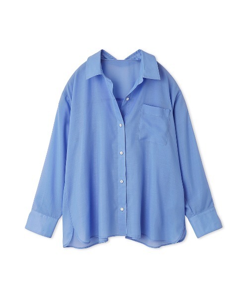 【新品未使用】SNIDEL♡シアープリーツシャツ ライトブルー SNIDEL（スナイデル） ブラウス シャツ Sustainableシアーシャツ