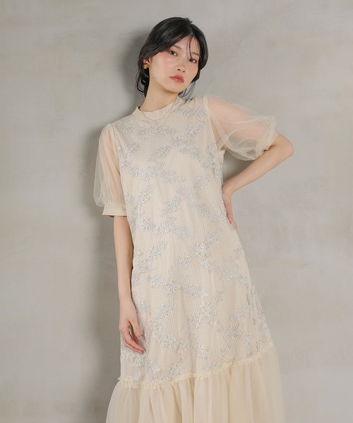 Kana パーティードレス ドレス 刺繍レース チュール Aライン
