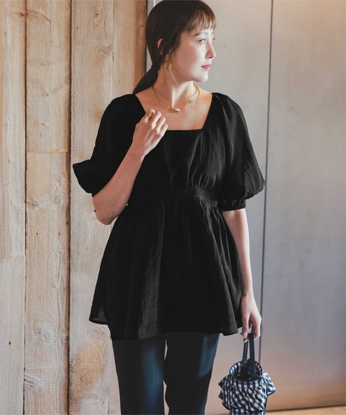 「titivate」 半袖ブラウス M ブラック レディース_画像8