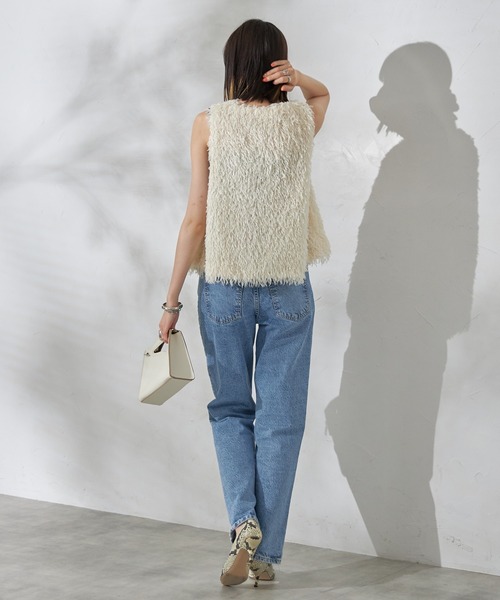 each alchemist ベスト ジレ ノースリフリンジファーベスト レディース