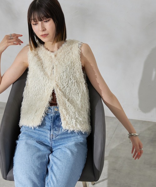 each alchemist ベスト ジレ ノースリフリンジファーベスト レディース