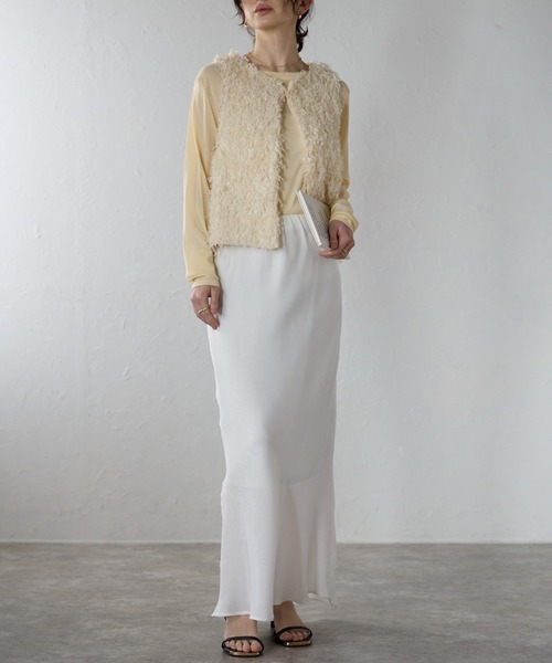 each alchemist ベスト ジレ ノースリフリンジファーベスト レディース