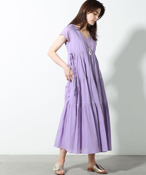 「NOLLEY'S」 半袖ワンピース FREE ラベンダー レディース_画像4