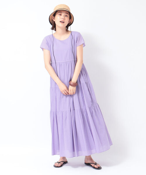 「NOLLEY'S」 半袖ワンピース FREE ラベンダー レディース_画像6