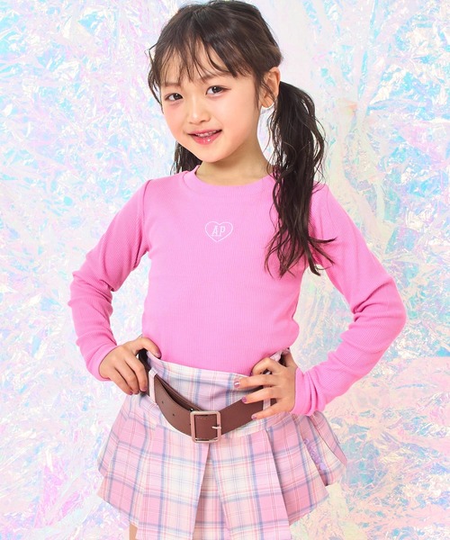 ANAP kids（アナップキッズ） tシャツ 刺繍ハートロゴ リブトップス
