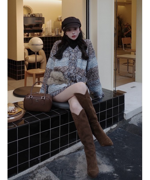 Darich（ダーリッチ） カーディガン ツイードボーダーニット