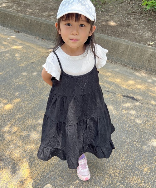 PILIT ワンピース 「KIDS」カットレース ティアードキャミワンピース