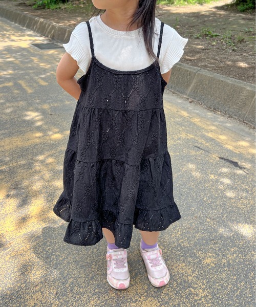 PILIT ワンピース 「KIDS」カットレース ティアードキャミワンピース