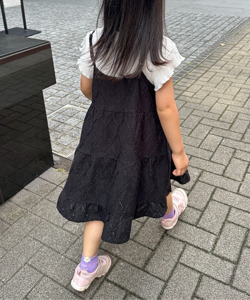 PILIT ワンピース 「KIDS」カットレース ティアードキャミワンピース