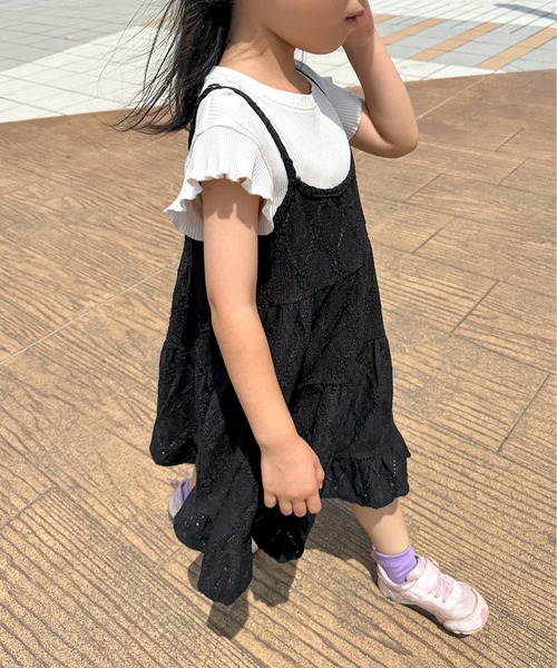 PILIT ワンピース 「KIDS」カットレース ティアードキャミワンピース
