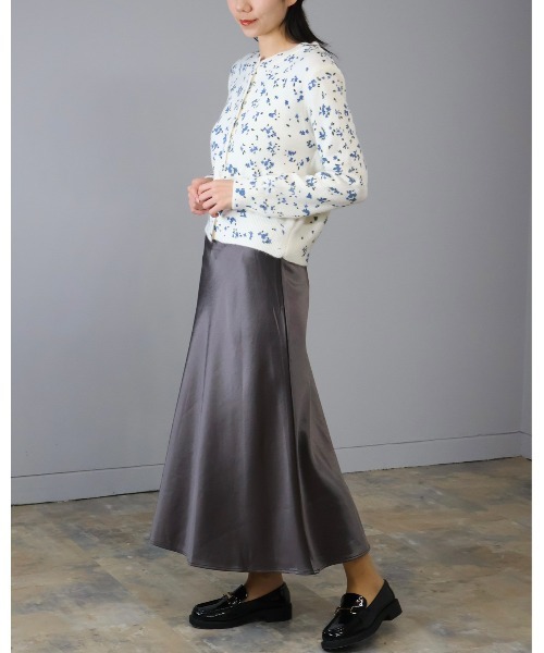 Doumoi カーディガン 花柄プリント ニット カーディガン レディース