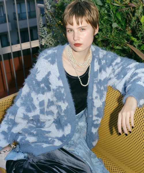 カーディガン 2way flower feather cardigan／2ウェイフラワーフェザー