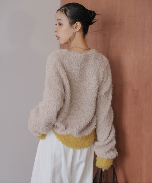 ANACHRONORM モヘア混 シャギーニット バイカラー 日本製 ニット セーター バイカラーシャギーニットトップス レディース