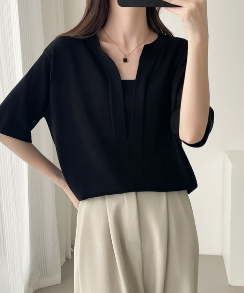 「ABITOKYO」 半袖ニット L ベージュ レディース_画像2