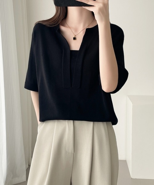 「ABITOKYO」 半袖ニット L ベージュ レディース_画像5