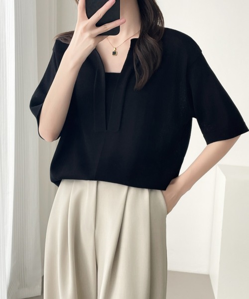 「ABITOKYO」 半袖ニット L ベージュ レディース_画像7