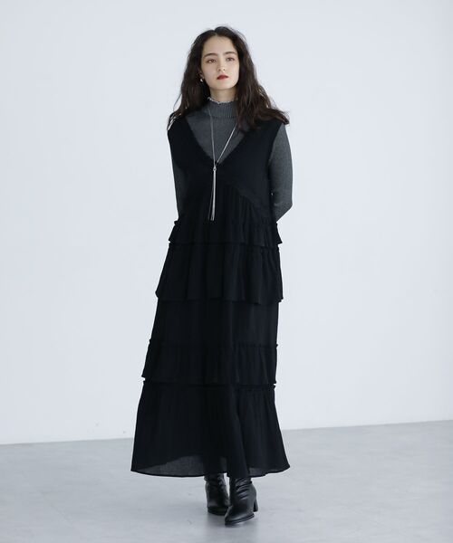 ESCAR ワンピース レース×コットンティアードワンピース : ZOZOTOWN