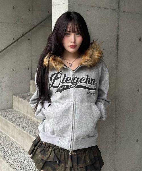 ZIPPER CLUB パーカー preppie fur zip hoodie レディース メンズ