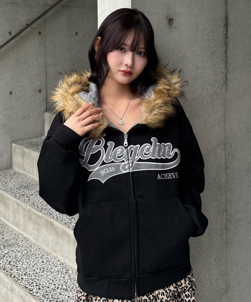トップス Fur Hood Zip Hoodie ZIPPER CLUB パーカー preppie fur zip hoodie レディース メンズ