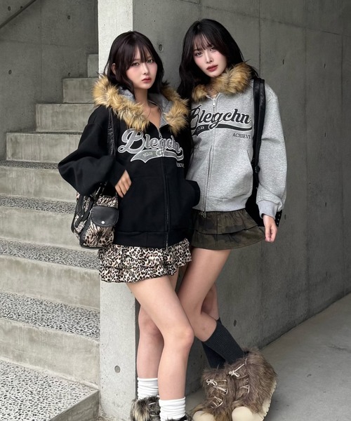 ZIPPER CLUB パーカー preppie fur zip hoodie レディース メンズ