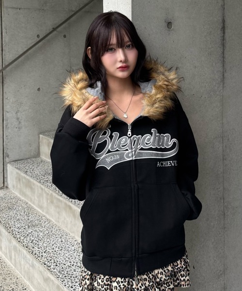 ZIPPER CLUB パーカー preppie fur zip hoodie レディース メンズ