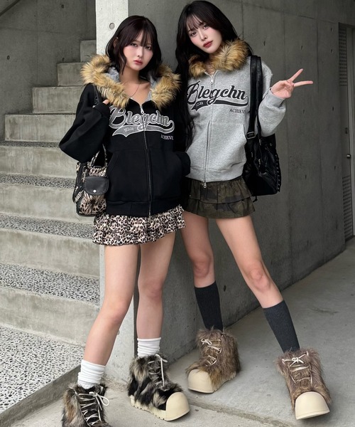 ZIPPER CLUB パーカー preppie fur zip hoodie レディース メンズ