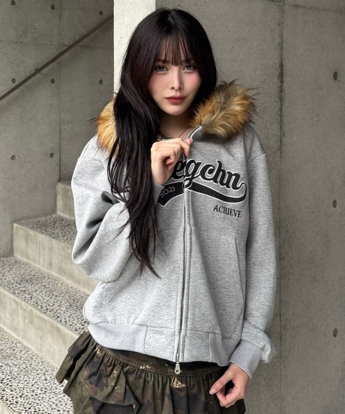ZIPPER CLUB パーカー preppie fur zip hoodie レディース メンズ