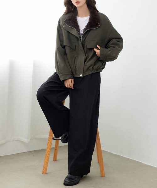 DAY CLOSET ブルゾン アウター 「2WAY/異素材MIX」首元まであったか