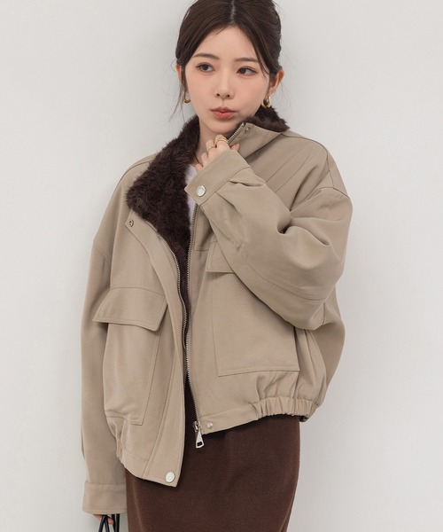 DAY CLOSET ブルゾン アウター 「2WAY/異素材MIX」首元まであったか