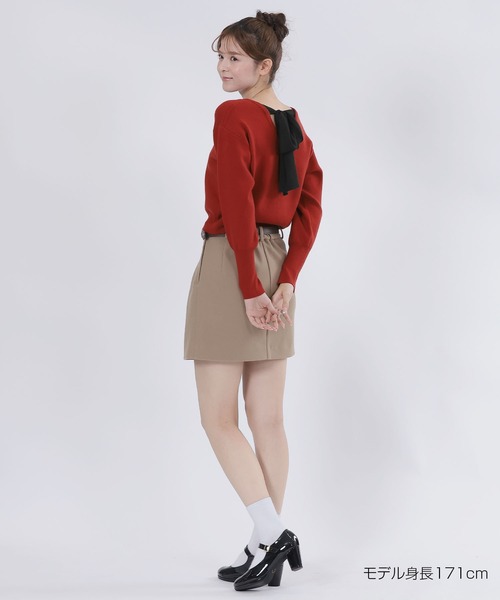 マリークワント 新作オンライン＆全国完売色 定価以下バックリボンレッドニット MARY QUANT（マリークヮント） ニット セーター マリークワント バック