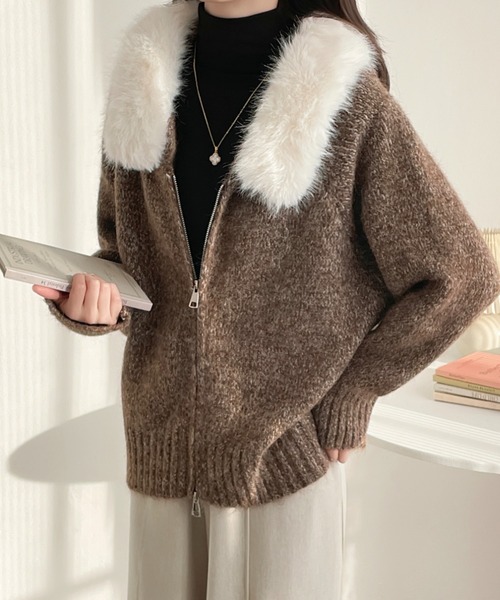 襟ファー パーカー NOT KNOWING パーカー 「NOT KNOWING」RIDER FUR HOOD ZIP UP