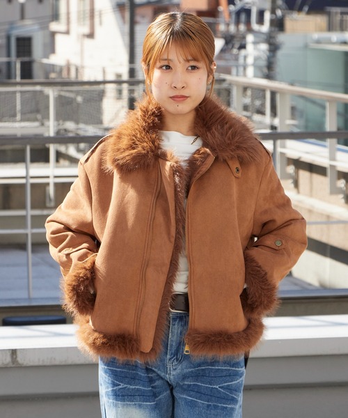 Chick ブルゾン アウター Chin Strap Faux Fur Jacket / チン
