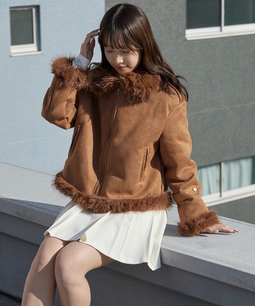 Chick ブルゾン アウター Chin Strap Faux Fur Jacket / チン