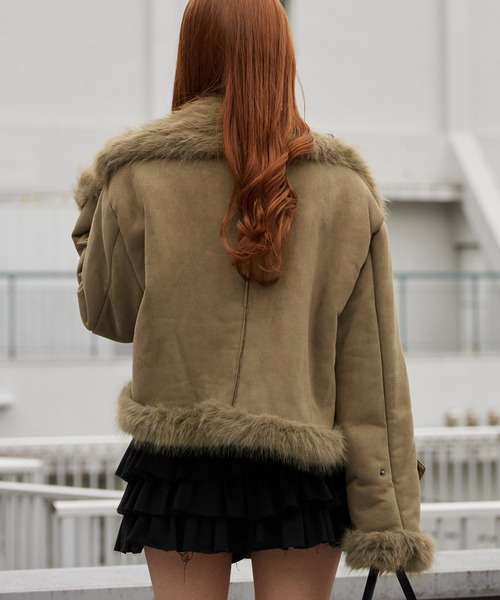 Chick ブルゾン アウター Chin Strap Faux Fur Jacket / チン