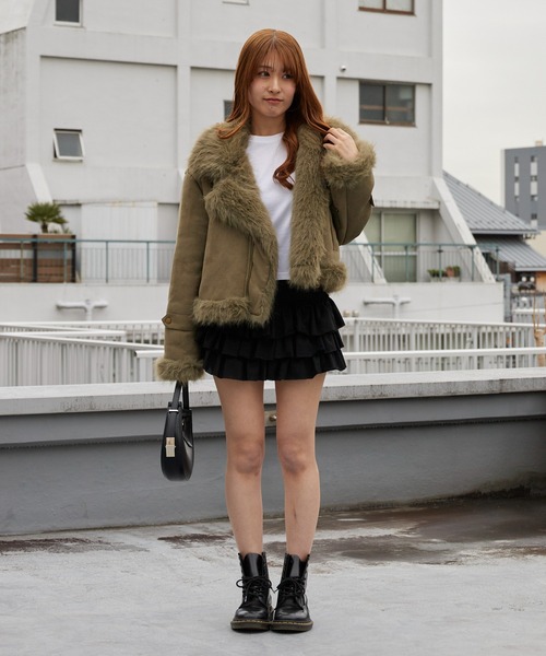 Chick ブルゾン アウター Chin Strap Faux Fur Jacket / チン