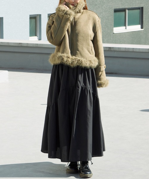 Chick ブルゾン アウター Chin Strap Faux Fur Jacket / チン