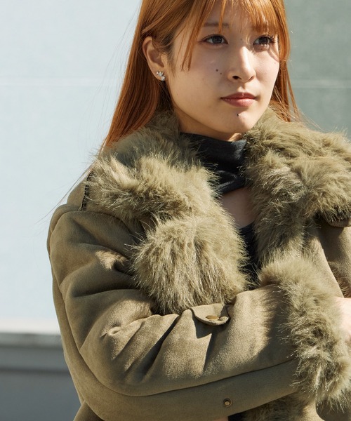 Chick ブルゾン アウター Chin Strap Faux Fur Jacket / チン