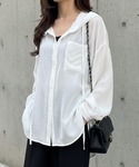 ブラウス シャツ 春を先取り!フード付きオーバ...の詳細画像1