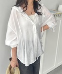 ブラウス シャツ 春を先取り!フード付きオーバ...の詳細画像3
