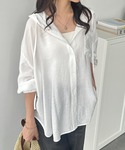 ブラウス シャツ 春を先取り!フード付きオーバ...の詳細画像2