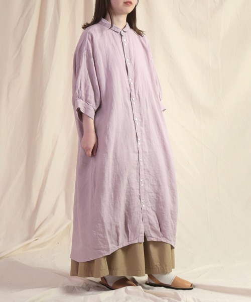 「Brocante」 7分袖ワンピース 2 スモークピンク レディース_画像9