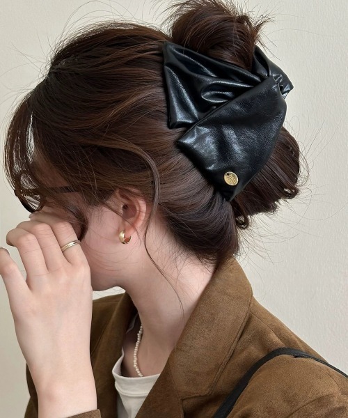 ヘアクリップ フェイクレザーリボンクリップ : ZOZOTOWN Yahoo!店