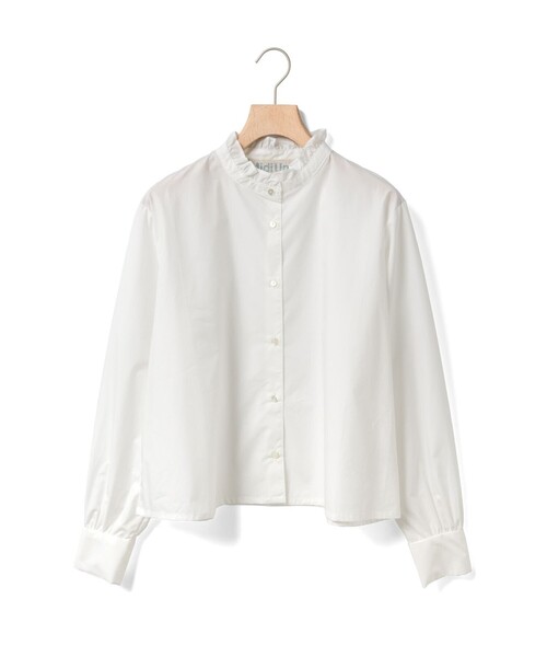 MidiUmi　フリルショートシャツ　フリルカラー　綿100％　長袖ブラウス MidiUmi フリルショートシャツ｜ MARcourt ONLINE STORE - マーコート