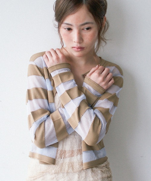 igi カーディガン SHEER BORDER CARDI / シアーボーダーニット