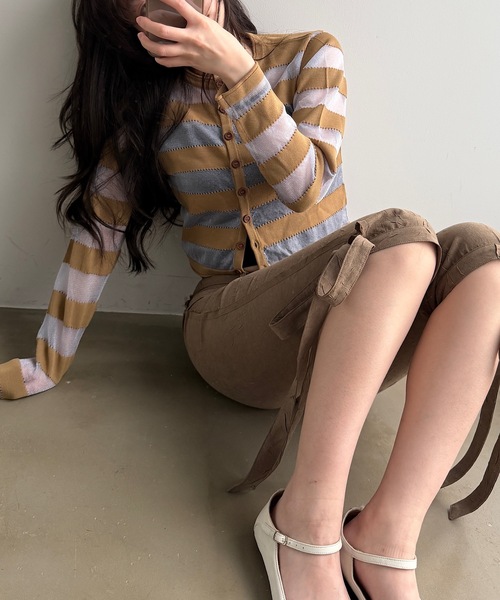 igi カーディガン SHEER BORDER CARDI / シアーボーダーニット