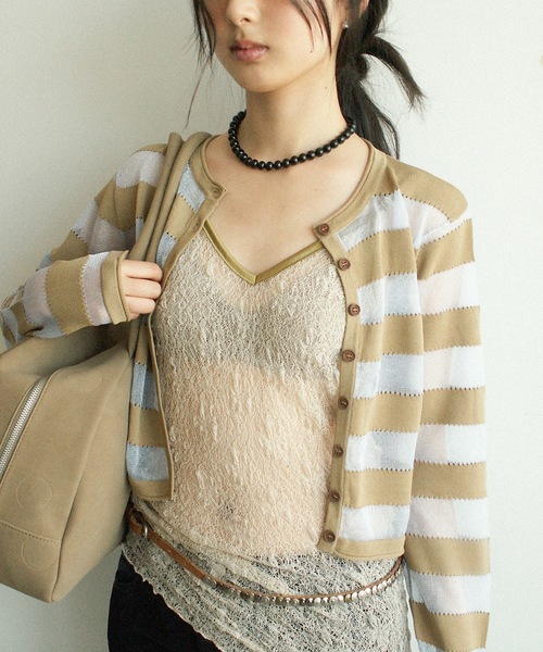 igi カーディガン SHEER BORDER CARDI / シアーボーダーニット
